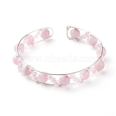 Natural & Synthetic Mixed Gemstone Beads Reiki Healing Cuff Bangles Set for Girl Women(X1-BJEW-TA00023)-8