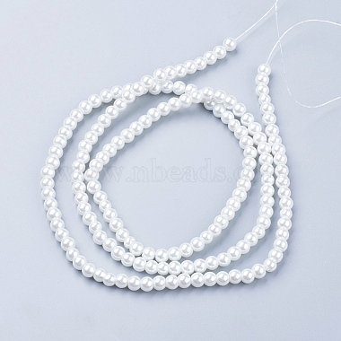 Белый стеклянный жемчуг круглые свободные шарики для изготовления ювелирных изделий ожерелье(X-HY-6D-B01)-2