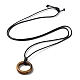 Natural Tiger Eye Ring Pendant Necklace with Waxed Cords(NJEW-R262-01A-07)-2
