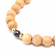 Natural Wood & Gemstone Beaded Stretch Bracelet(BJEW-JB07820)-7