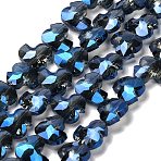 Electroplate Glass Beads Strands, Duck, Faceted, Marine Blue, 9x10x5mm, Hole: 0.9mm, about 50pcs/strand, 17.72''(45cm)(EGLA-P066-03A-FR01)