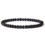 4mm Round Natural Obsidian Beads Bracelet for Men, European and American Retro Simple Versatile Stretch Bracelets, 7.48 inch(19cm)(X-KG3069-18)