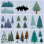 9Pcs 9 Styles Plastic Drawing Painting Stencils Templates, Christmas Tree, 198x199x0.4mm, 1pc/style(DIY-WH0002-95)