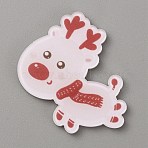 Christmas Acrylic Cabochons, for Brooch Making, Deer Pattern, 34x32x2mm(SACR-WH0011-05F)