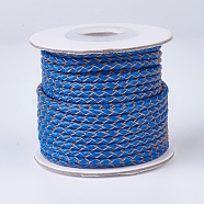 Braided Leather Cords, Round, Dodger Blue, 3mm, about 10yards/roll(WL-P002-04-A)