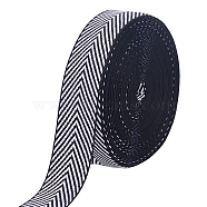 Elite 9.6~10 Yards Polyester Twill Tape Ribbon, Herringbone Ribbon, Garment Accessories, White, Black, 1 inch(24mm), about 9.6~10 yards/set(OCOR-PH0001-91A)
