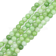 Crackle Glass Beads Strands, Dyed & Heated, Round, Light Green, 10mm, Hole: 1mm, about 78~79pcs/strand, 29.92 inch~30.24 inch(76~76.8cm)(GLAA-N046-004B-26)