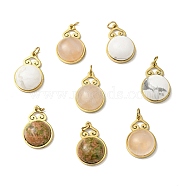 Cloud Natural Mixed Stone Pendants, with Ion Plating(IP) Golden Tone 304 Stainless Steel Findings, Half Round Charm, 17x11.5x5.5~6.5mm, Hole: 2.7mm(G-H276-02)