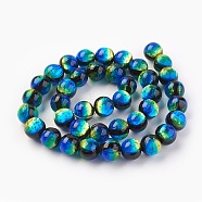 Handmade Silver Foil Glass Lampwork Beads, Round, Dodger Blue, 12~12.5mm, Hole: 1.2mm(LAMP-P051-M02-12mm)
