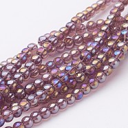 Glass Bead Strands, Round, AB Color Plated, Medium Purple, 6mm, Hole: 1mm, about 50pcs/strand, 13 inch(X-GR6mm-03Y-AB)