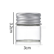 Clear Glass Bottles Bead Containers, Screw Top Bead Storage Tubes with Aluminum Cap, Column, Silver, 3x3cm, Capacity: 12ml(0.41fl. oz)(CON-WH0085-75A-01)
