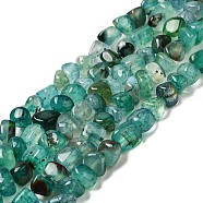 Natural Agate Beads Strands, Nuggets, Tumbled Stone, Dyed & Heated, Light Sea Green, 5~11x5~12x5~11mm, Hole: 1~1.4mm, about 39~50pcs/strand, 14.17~14.96 inch(36~38cm)(G-F745-11)