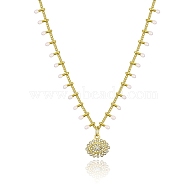 Evil Eye Brass Micro Pave Cubic Zirconia Pendant Necklaces, with Enamel, Brass Curb Chains and 304 Stainless Steel Lobster Claw Clasps, Golden, 17.8 inch(45.2cm)(NJEW-PH01394)