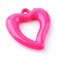Opaque Acrylic Pendants, Heart, Deep Pink, 30x28x5.5mm, Hole: 2mm, about 269pcs/500g(SACR-S768-C04)