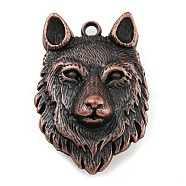 Tibetan Style Alloy Pendants, Wolf, Cadmium Free & Lead Free, Red Copper, 40.5x28x16.5mm, Hole: 2.5mm(FIND-C052-12R)
