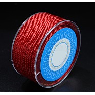 Round Nylon Cords, Milan Cords/Twisted Cords, Red, 1.5mm, about 25.15 yards(23m)/roll(OCOR-E022-A-03)
