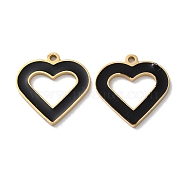 Ion Plating(IP) 304 Stainless Steel Pendants, with Enamel, Heart Charm, Golden, 17x16x1.5mm, Hole: 1.4mm(STAS-C083-04G-01)