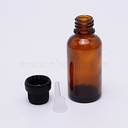 Glass Bottles, with ABS Lids & PP Plug, Perfume Essence Liquid Cosmetic Containers, Coconut Brown, 3.25x8.65cm, Plastic Plug: 26.5x13mm, Capacity: 30ml(1.01 fl. oz)(MRMJ-WH0065-35D)