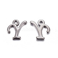 Gunmetal Plated Alloy Letter Pendants, Rack Plating, Letter.Y, 13x10x2mm, Hole: 1.5mm(PALLOY-P097-03-Y)