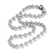 304 Stainless Steel Ball Chain Necklaces, Stainless Steel Color, 17.72 inch(45cm), 6mm(CHS-F009-01H-45cm-P)