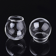 Handmade Blown Glass Globe Ball Bottles, for Glass Vial Pendants Making, Round, Clear, 24~25x23.5~24.5mm, Half Hole: 14mm(BLOW-T001-30B)