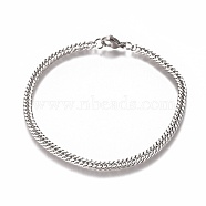 Men's Cuban Link Chain Bracelets, Fashionable 304 Stainless Steel Bracelets, with Lobster Claw Clasps, Stainless Steel Color, 8-1/4 inch(20.8cm), 3.5mm(BJEW-E369-15B)