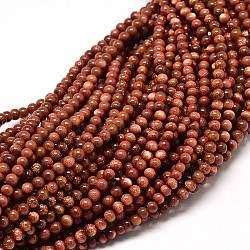 Synthetic Goldstone Round Bead Strands, 4mm, Hole: 1mm, about 98pcs/strand, 16 inch(G-P072-02-4mm)