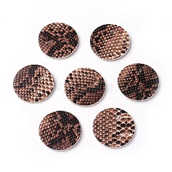 PU Leather Pendants, Flat Round, Coffee, 24x1.8mm, Hole: 2mm(X-FIND-G013-05)