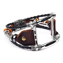 Genuine Cowhide Bracelet Making, with Stainless Steel Clasps and Alloy Findings, Coconut Brown, 8-1/2 inch(21.5cm), Tray: 38x40mm(MAK-F031-01-B)