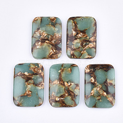 Assembled Natural Bronzite and Synthetic Aqua Terra Jasper Pendants, Rectangle, Pale Turquoise, 47x32x7.5mm, Hole: 1.4mm(G-S329-050)