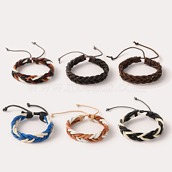 Adjustable Trendy Unisex Casual Style Braided Leather Cord Bracelets, Mixed Color, 56mm(BJEW-J112-07)