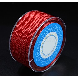 Round Nylon Cords, Milan Cords/Twisted Cords, Red, 1.5mm, about 25.15 yards(23m)/roll(OCOR-E022-A-03)