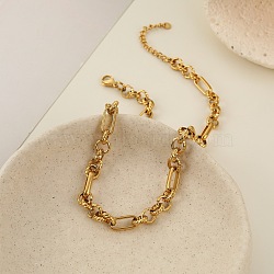 304 Stainless Steel Figaro Chains Necklaces for Women, Golden, 16.93 inch(43cm)(SA-CBA4051-11G)