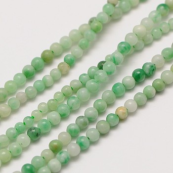 Natural Gemstone Qinghai Jade Round Beads Strands, 3mm, Hole: 0.8mm, about 126pcs/strand, 16 inch