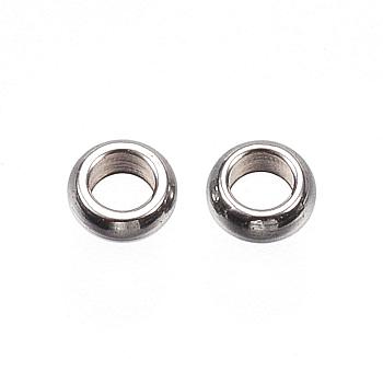 201 Stainless Steel Spacer Beads, Ring, Stainless Steel Color, 3x1mm, Hole: 1.8mm