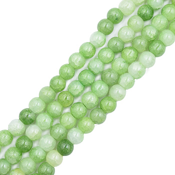 Crackle Glass Beads Strands, Dyed & Heated, Round, Light Green, 10mm, Hole: 1mm, about 78~79pcs/strand, 29.92 inch~30.24 inch(76~76.8cm)