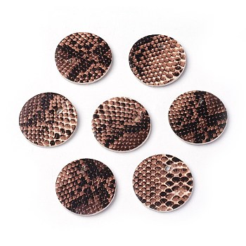 PU Leather Pendants, Flat Round, Coffee, 24x1.8mm, Hole: 2mm