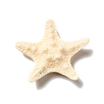 Sea Animal Opaque Resin Cabochons, Starfish, Antique White, 37x38x9mm