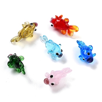 Handmade Lampwork Beads, Goldfish, Mixed Color, 28x15.5x16mm, Hole: 1.7mm