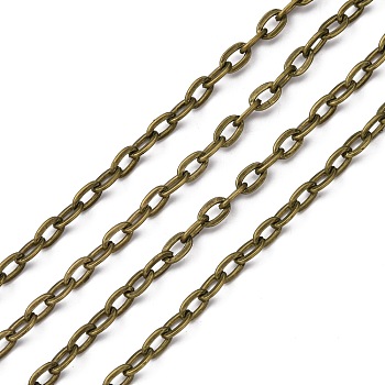 Iron Cable Chains, Unwelded, with Spool, Flat Oval, Antique Bronze, 7.5x4.5x1.2mm, about 164.04 Feet(50m)/roll