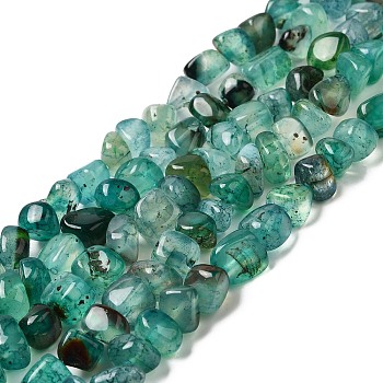 Natural Agate Beads Strands, Nuggets, Tumbled Stone, Dyed & Heated, Light Sea Green, 5~11x5~12x5~11mm, Hole: 1~1.4mm, about 39~50pcs/strand, 14.17~14.96 inch(36~38cm)