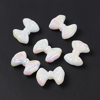Opaque Acrylic Beads, AB Color, Bowknot, White, 20x28x9mm, Hole: 2.8mm