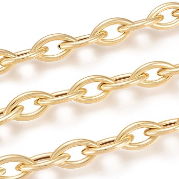 Iron Handmade Cable Chains, with Spool, Long-Lasting Plated, Real 18K Gold Plated, 22x11.5x3mm, about 32.8 Feet(10m)/roll