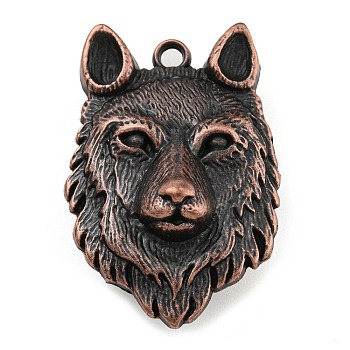 Tibetan Style Alloy Pendants, Wolf, Cadmium Free & Lead Free, Red Copper, 40.5x28x16.5mm, Hole: 2.5mm