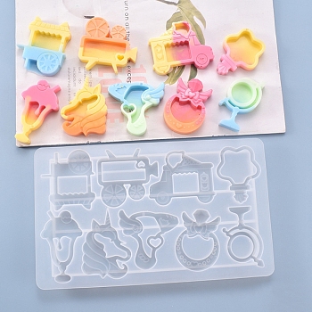 Quicksand Molds, Silicone Shaker Molds, for UV Resin, Epoxy Resin Craft Making, Mixed Patterns, 138x232x15mm, Inner Diameter: 54~68x35~66mm