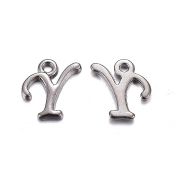 Gunmetal Plated Alloy Letter Pendants, Rack Plating, Letter.Y, 13x10x2mm, Hole: 1.5mm