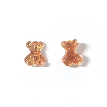 Aurora Colorful Resin Nail Art Decoratio, 3D Bear Shape, for Jewelry Making Nail Art Design, Brown, 9x7.5x4.5mm