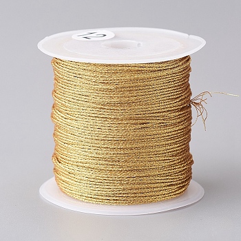 Metallic Thread, Embroidery Thread, for Jewelry Making, Gold, 0.8mm, about 25m/roll, 1roll