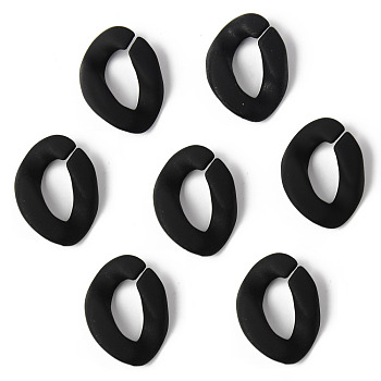 Rubberized Style Acrylic Linking Rings, Quick Link Connectors, For Curb Chains Making, Oval, Black, 18x12x4.5mm, Inner Diameter: 10x5mm