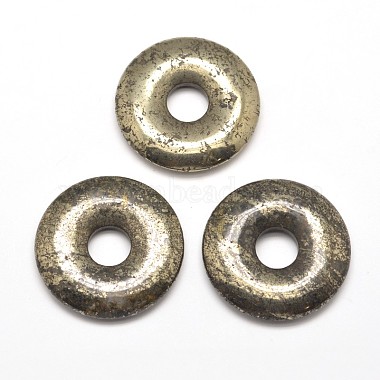 Donut/Pi Disc Natural Pyrite Pendants(G-I125-33A)-2
